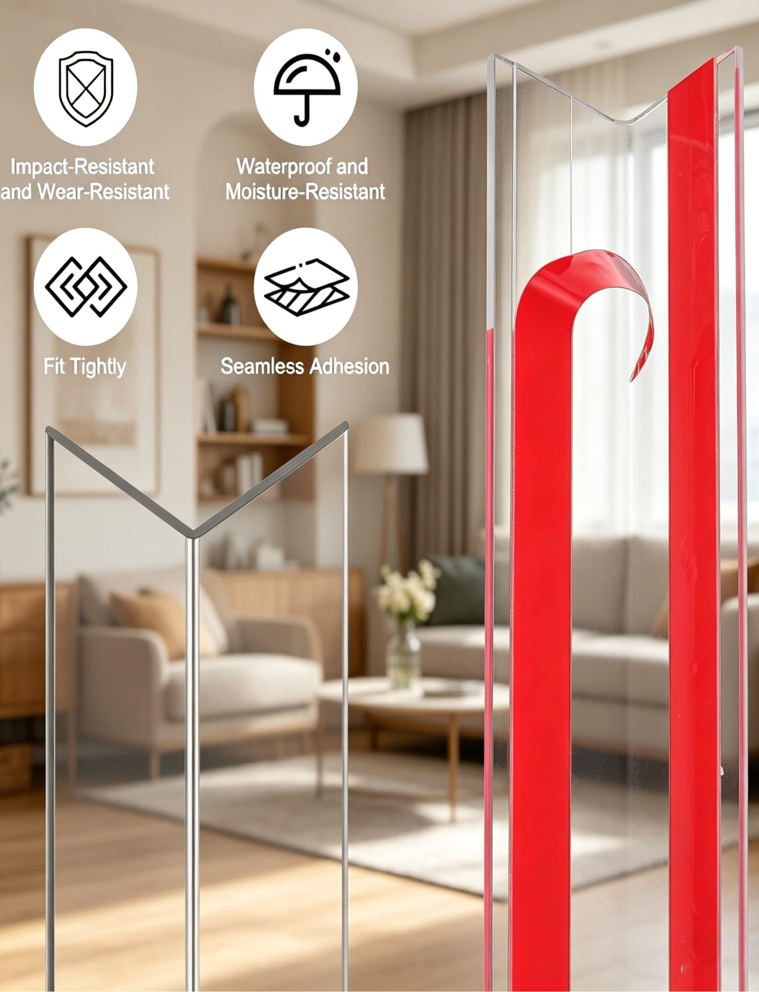L-förmige Eckenschutzleisten, Selbstklebender, transparenter Eckenschutz for Wandschränke, Kantenschutz in verschiedenen Größen(3x270cm)