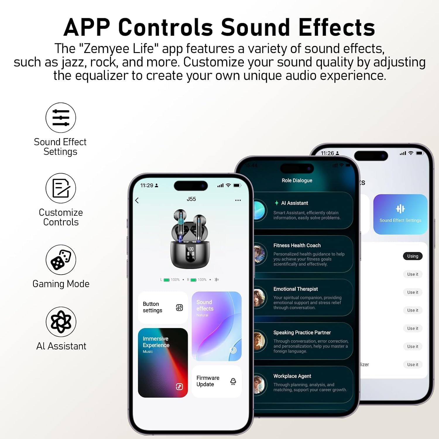 Kopfhörer Kabellos Bluetooth 5.4, 2026 Neu In-Ear Bluetooth Kopfhörer mit App EQ Steuerung, 6D Tiefer Bass/56H Kabellose Kopfhörer/6 ENC Noise Cancelling Ear Buds, IP7 Wasserdicht Ohrhörer Android iOS