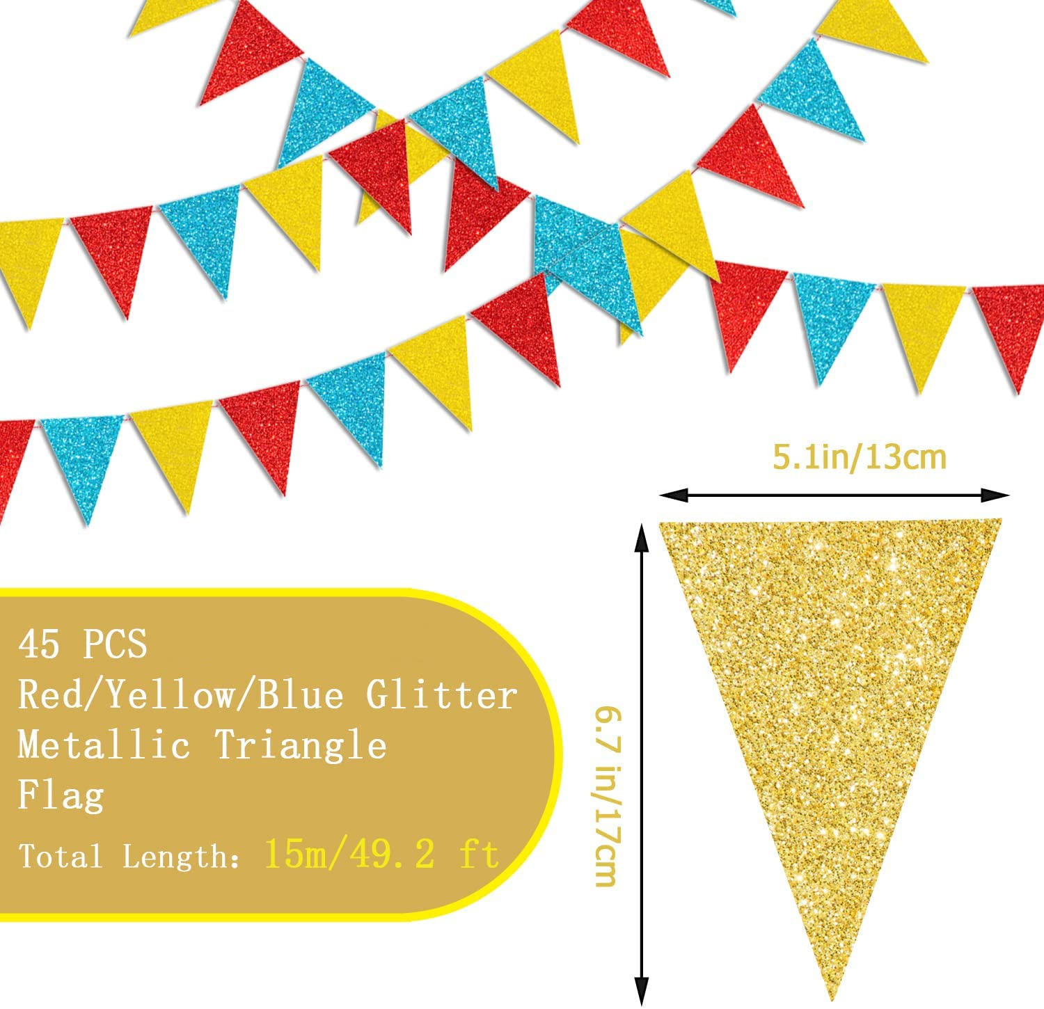 Per Puupaa Set Di Bandierine Triangolari In Tessuto Multicolore, 10 Metri, 36 Bandiere, Per Decorazioni Feste, Compleanni, Baby Shower