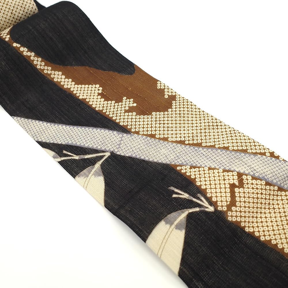 Amazon | 夏物 しょうざん 京都 名古屋帯 九寸 生紬 染め帯 柿渋染 黒