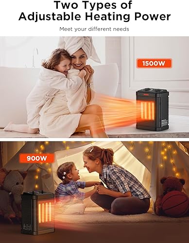 Miniatura 5 de Calentador de espacio de 1500 W para uso en interiores, calentador de cerámica PTC con termostato, calentador de espacio pequeño 3 modos, calentador