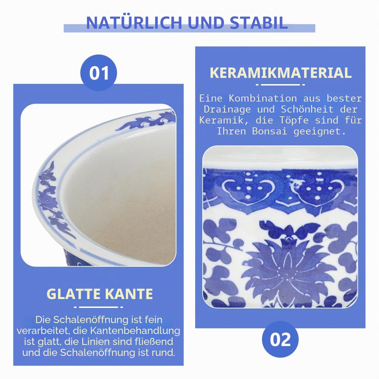 Cabilock Blau-weißer Blumentopf Aus Porzellan Kinderzimmer Blumenbehälter Kaktus-starttopf Töpfe Topf Für Schlangenpflanzen Orchidee Blumentopf Pflanzschale Haushalt Gang Büro Keramik