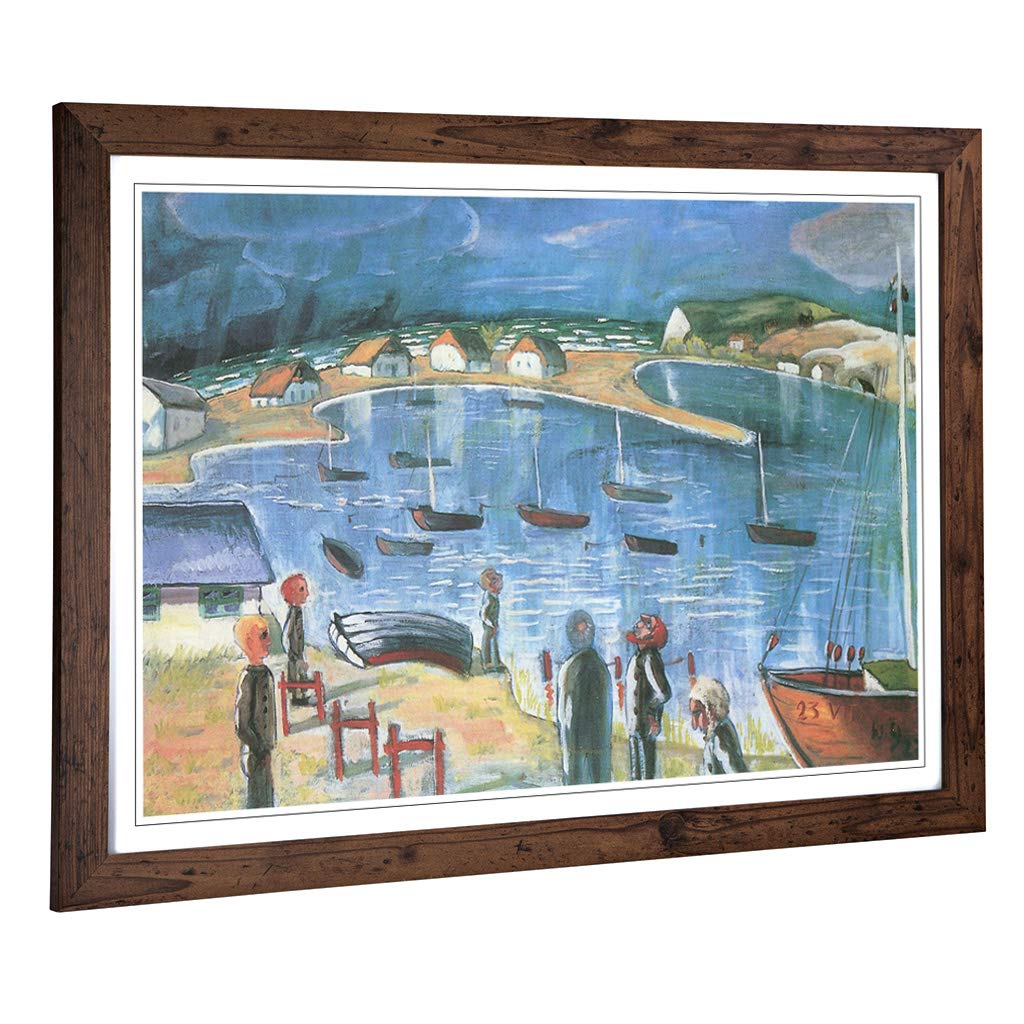 Big Box Art Framed Print of Walter Gramatte Harbour Design | Wall Art Picture | Home Decor for Kitchen, Living, Dining Room, Bedroom, Hallway, Office, Walnut, A2 / 24.5x18 Inch / 62x45cm