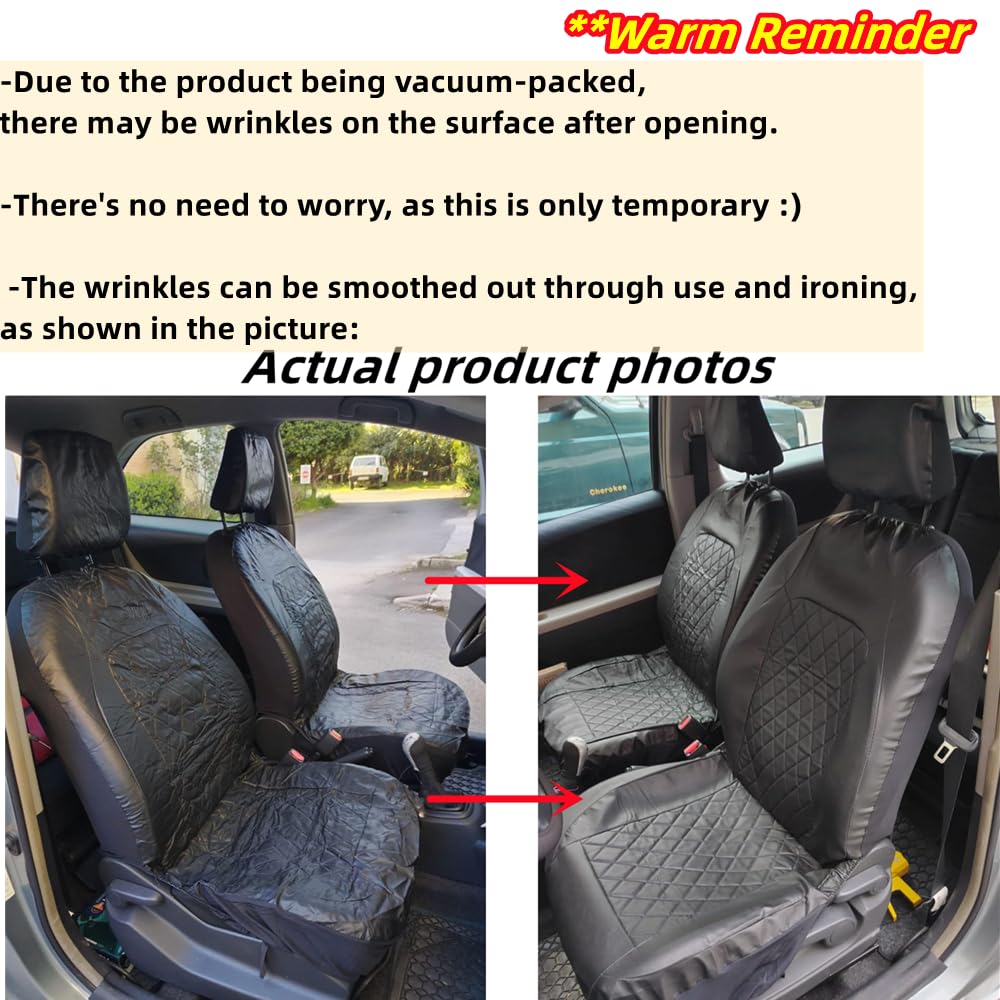 Lot de 2 housses de protection universelles en cuir synthétique pour sièges avant - Airbag latéral universel - Pour siège auto avant - Pour la plupart des voitures, camions, camionnettes, SUV (noir)