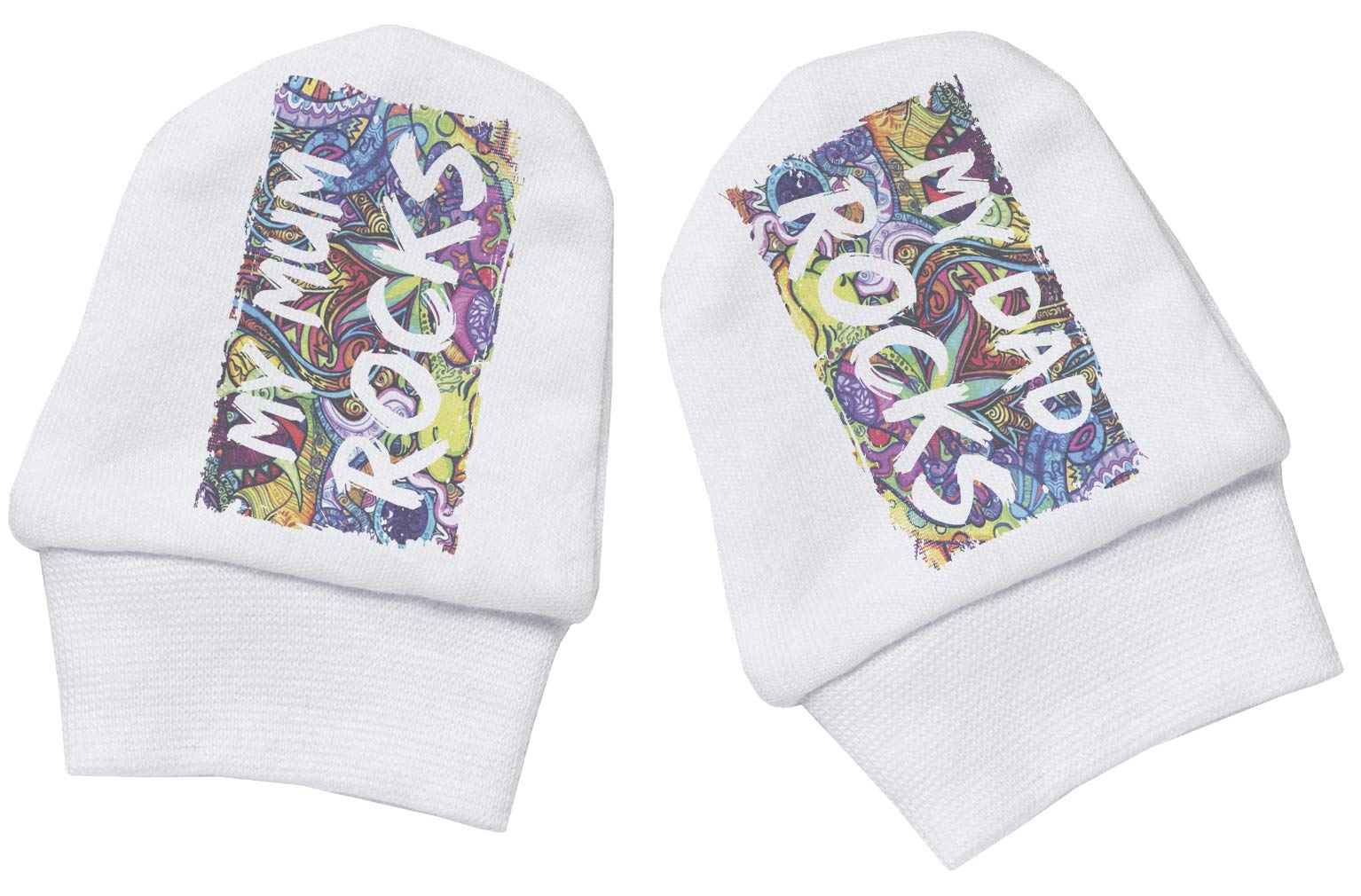 Spoilt Rotten - My Dad Rocks My Mum Rocks 100% Cotton Scratch Mittens