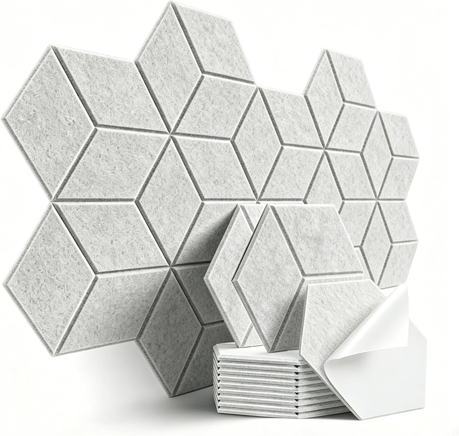 12 paneles acústicos adhesivos de alta densidad 12" x 10" x 0.4" (Gris) - paquete de 12 miniatura 1