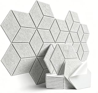 12 Pack High Density Self-Adhesive Acoustic Panels 12"x 10"x 0.4"(Gray)