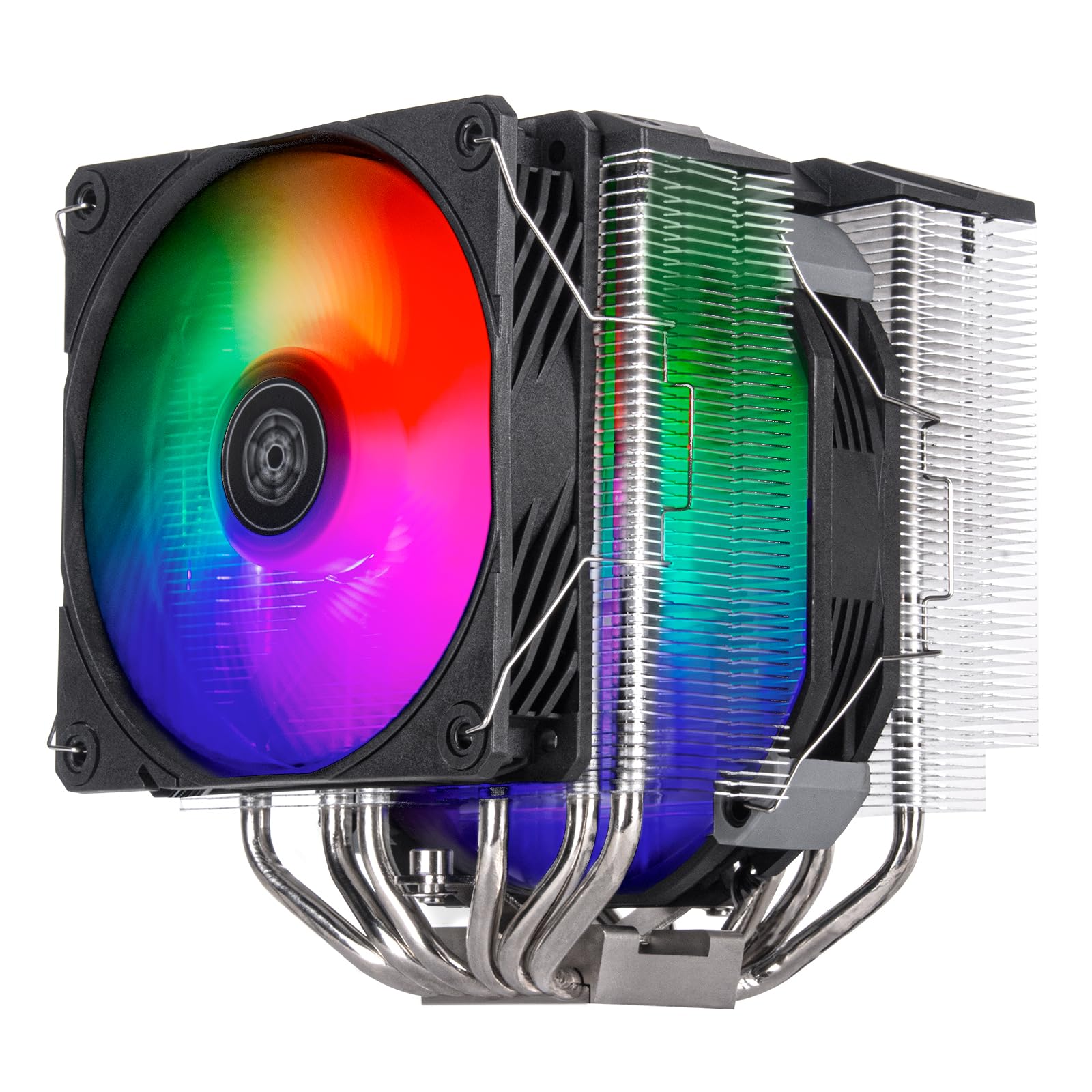 SilverStone Technology Hydrogon D140 ARGB Disipador para CPU de torre dual de alto rendimiento que dispone de seis tubos isotérmicos de cobre y ventiladores ARGB duales SST-HYD140-ARGB