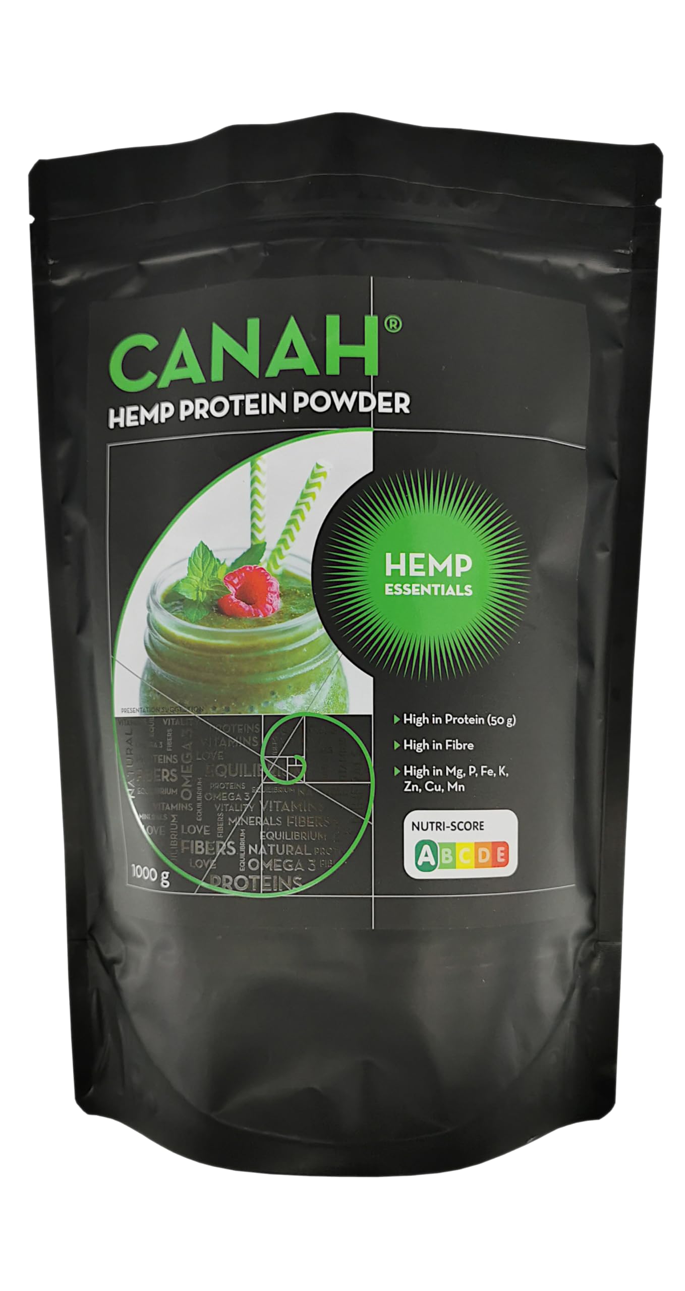 Natürliches Hanfproteinpulver von Canah 3x1.000 g - mit hohem Gehalt an Omega-3 Protein, Aminosäuren, Mineralien, Magnesium-Phosphor-Eisen und Zink, veganische Supernahrungsmittel kalt verarbeitet