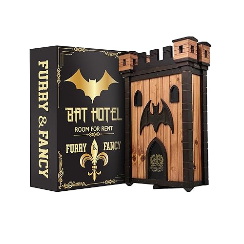 Furry & Fancy Bat Houses for Outdoors – Gothic Bathouse for Outdoors Hanging – Large 2-Chamber Bat Cave for Up to 80 Bats – Handmade Wooden Castle Bat House for Outside – Easy Installation