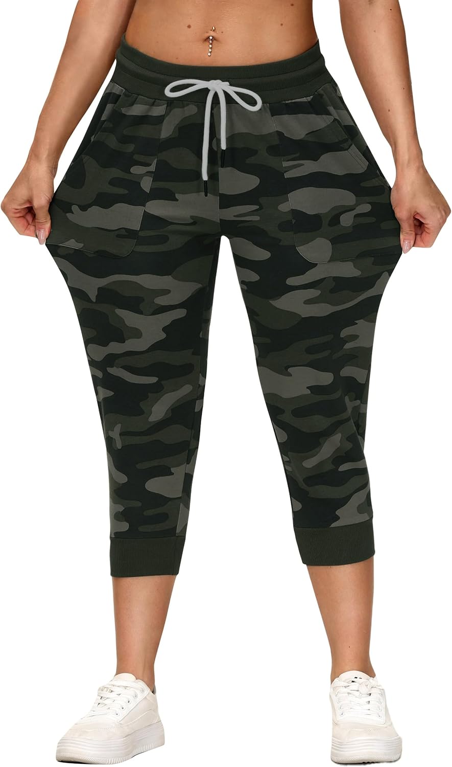 SPECIALMAGIC Women's Sweatpants Capri Pants Cropped Jogger Running Pants Lounge Loose Fit Drawstring Waist with Side Pockets - Image 6