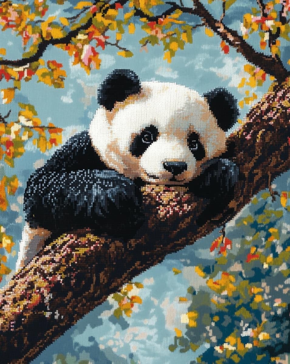 WallustrioaW Cross Stitch Stamped Kits,Animal Panda,Pre-Printed Cross-Stitching Starter Pattern for Beginners Adults,11CT Embroidery Needlepoint Kits,40x50cm