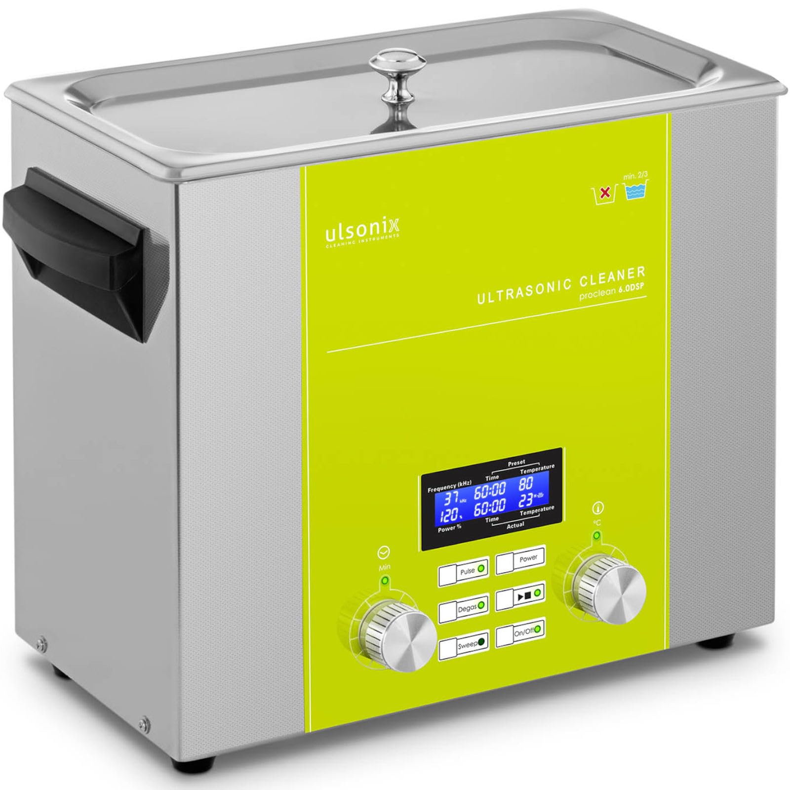 PROCLEAN 6.0DSP Ultraschallreiniger 6 Liter Ultraschallreinigungsgerät Degas Sweep Pulse Memory Quick Heizleistung 270 W Ultraschallleistung 240 W 37 kHz LED