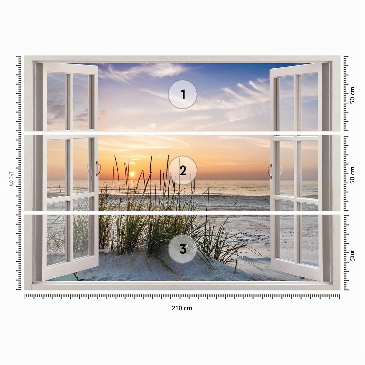 Feeby - 3d Tapete - Fensterblick - 210x150 cm, Fototapete Schlafzimmer - Deko Wohnzimmer - Wallpaper - Wand Deko - Wandtapete XXL - Tapete - Wanddeko - Vliestapete - Landschaft