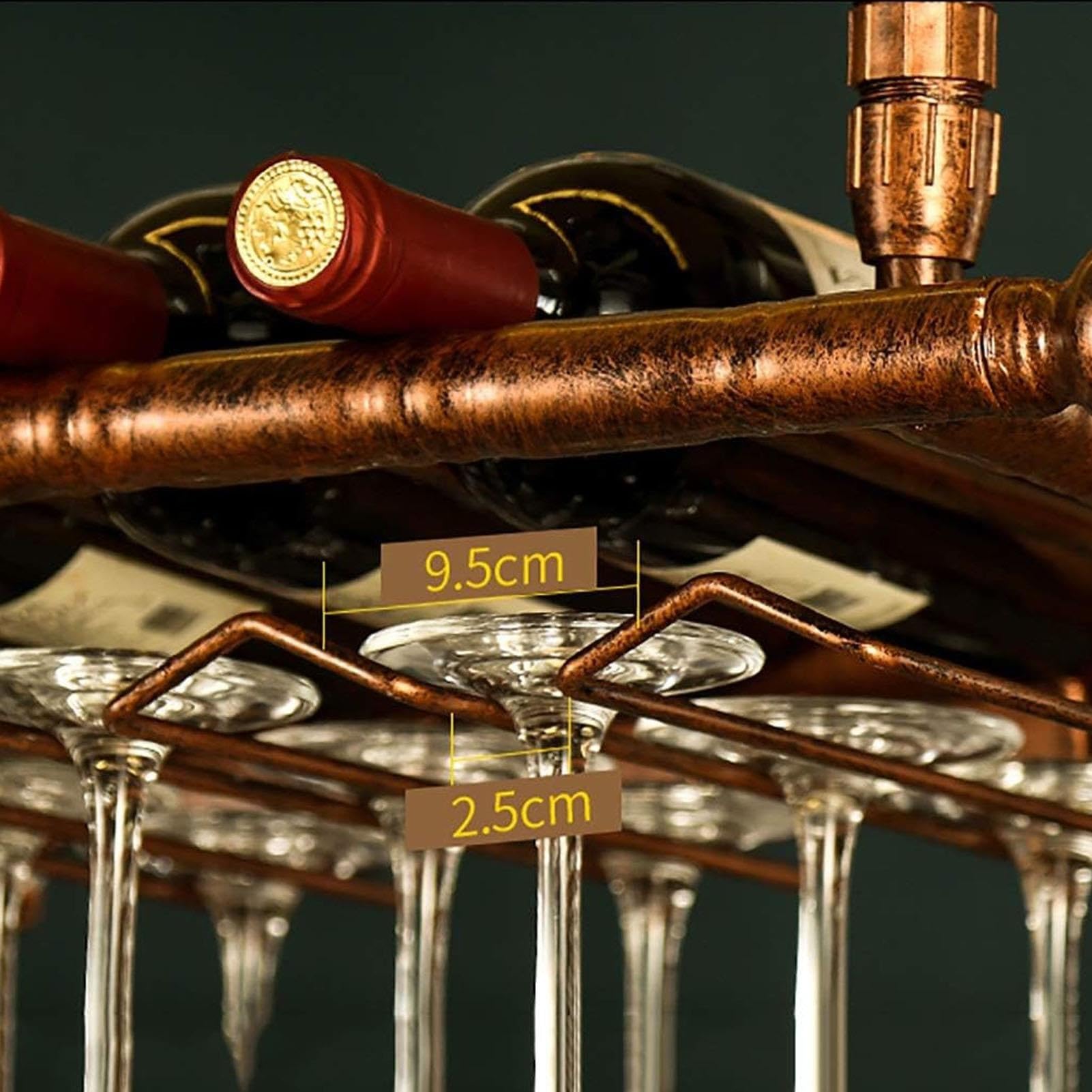 Dwuwarstwowy, sufitowy stojak na wino, odwrócony uchwyt na kieliszki