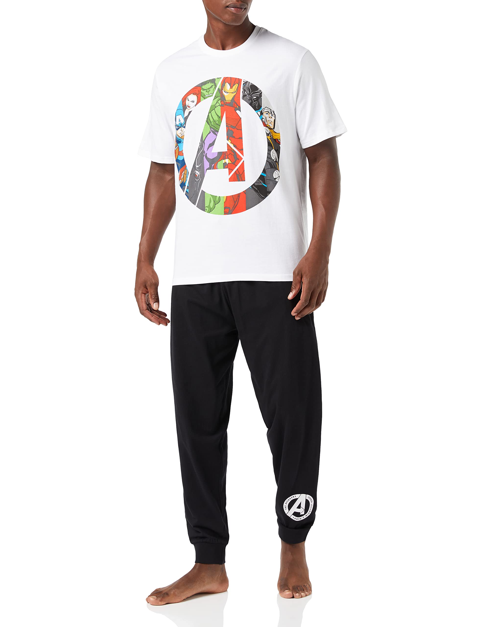 Marvel Men's White Avengers Pyjamas Pj Set, Incredible Hulk Captain America Iron Man Pjs For Official Avengers Merchandise (Large)