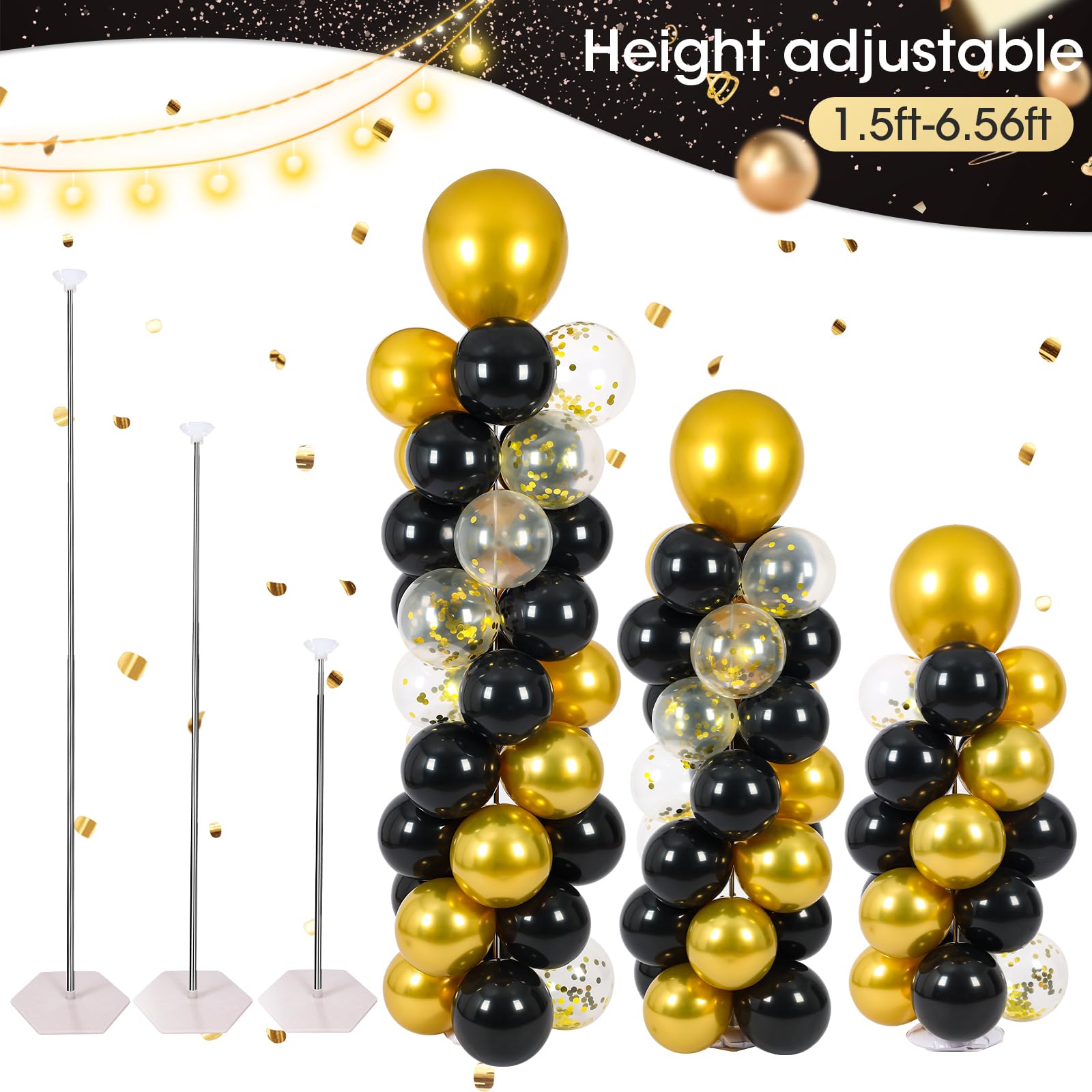 VETOGETHER Balloon Column Stand Kit - 2 Pack, Adjustable Height 3-8 Ft, Heavy Base For Party Decor - View #10