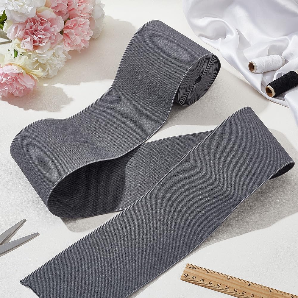 BENECREAT 4.37 Yards (4 m) Nastro elastico grigio pesante 10 cm doppio tessuto elastico in twill per la cintura dei pantaloni di vestiti, parrucche, gonne, progetti fai da te