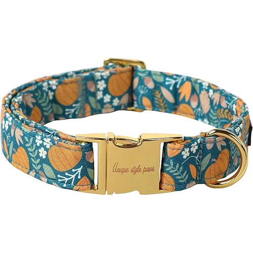 Unique style paws Dog Collar Green Pumpkin Flower Metal Buckle Durable Puppy Collar Halloween for Small Medium Large Boys Girls Dogs