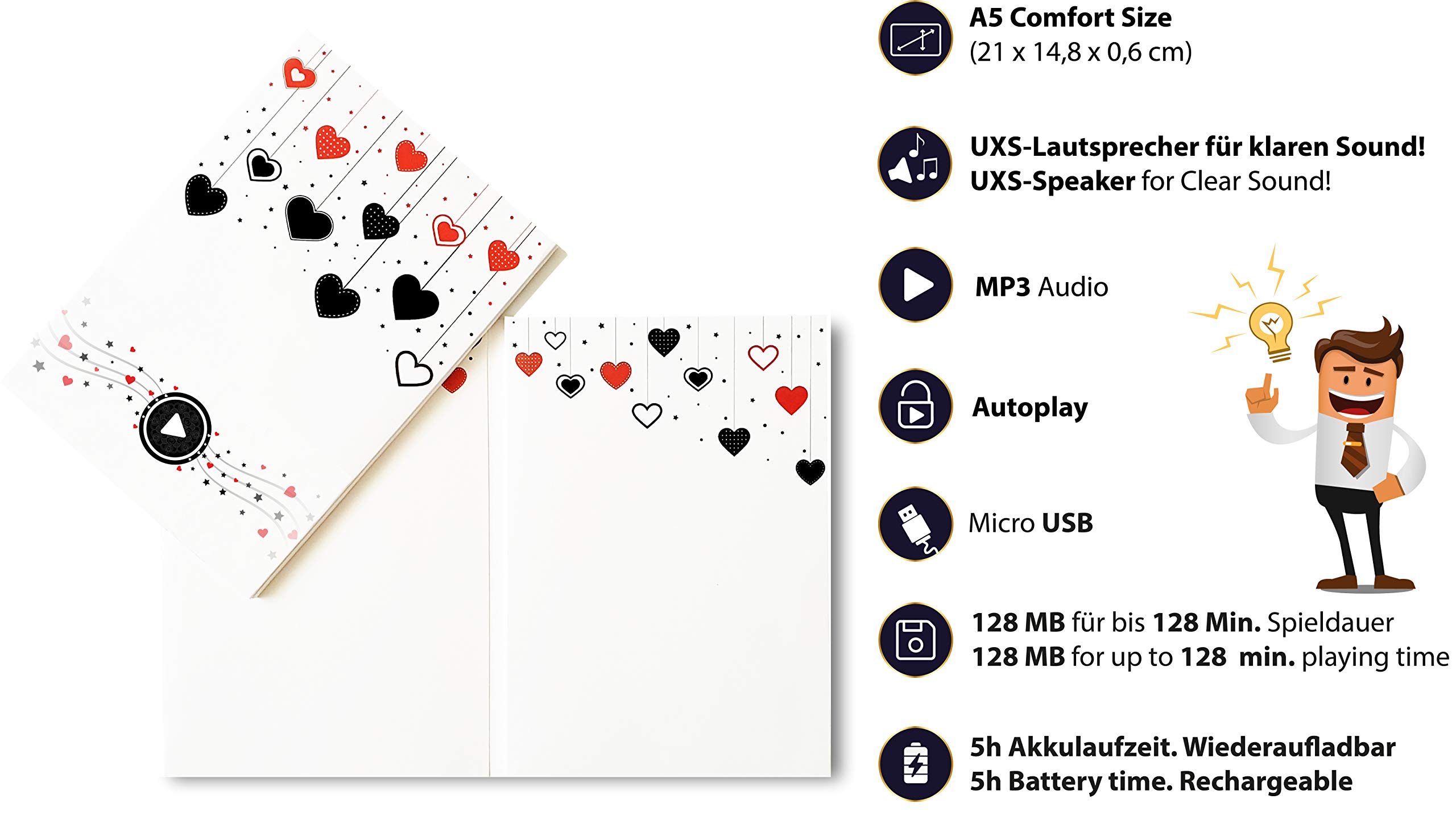 Playmegram Karta Dzwiekowa Z Pozdrowieniami Ze Zlaczem Usb I Pamiecia 128 Mb Na Wlasna Muzyke Lub Wiadomosc Glosowa Kartka Z Zyczeniami Kreatywna Kartka Podarunkowa Amazon Pl Artykuly Papiernicze I Biurowe