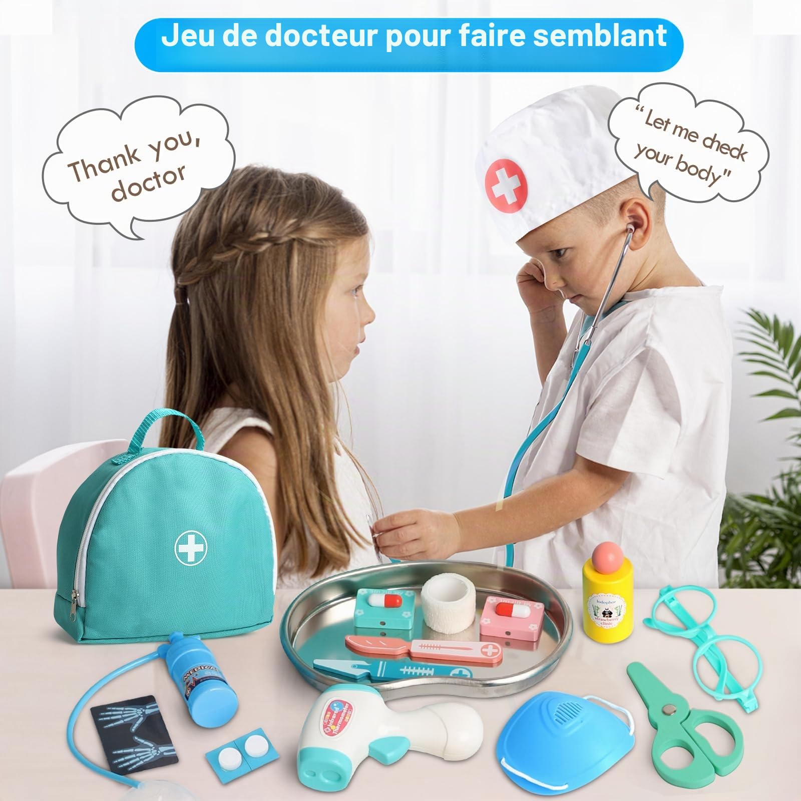 Lehoo Castle Malette Docteur Enfant, Malette Docteur, Docteur Kit de Jeu de Rôle, Docteur Enfant Cadeau pour Enfants Filles et Garçons à Partir de 3 Ans