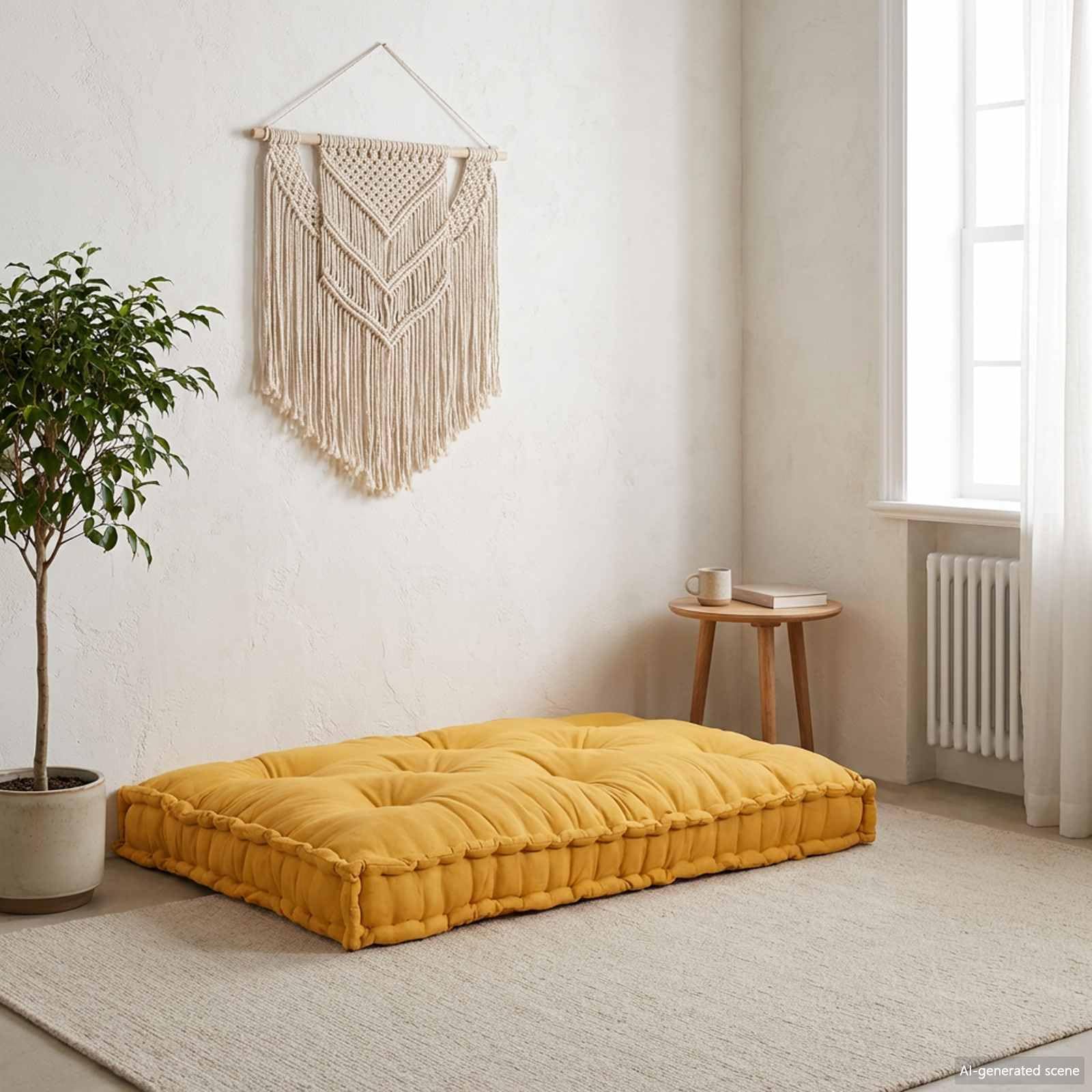 Coussin de canapé en palette ergonomique jaune avec mousse à mémoire de forme et tissu étanche