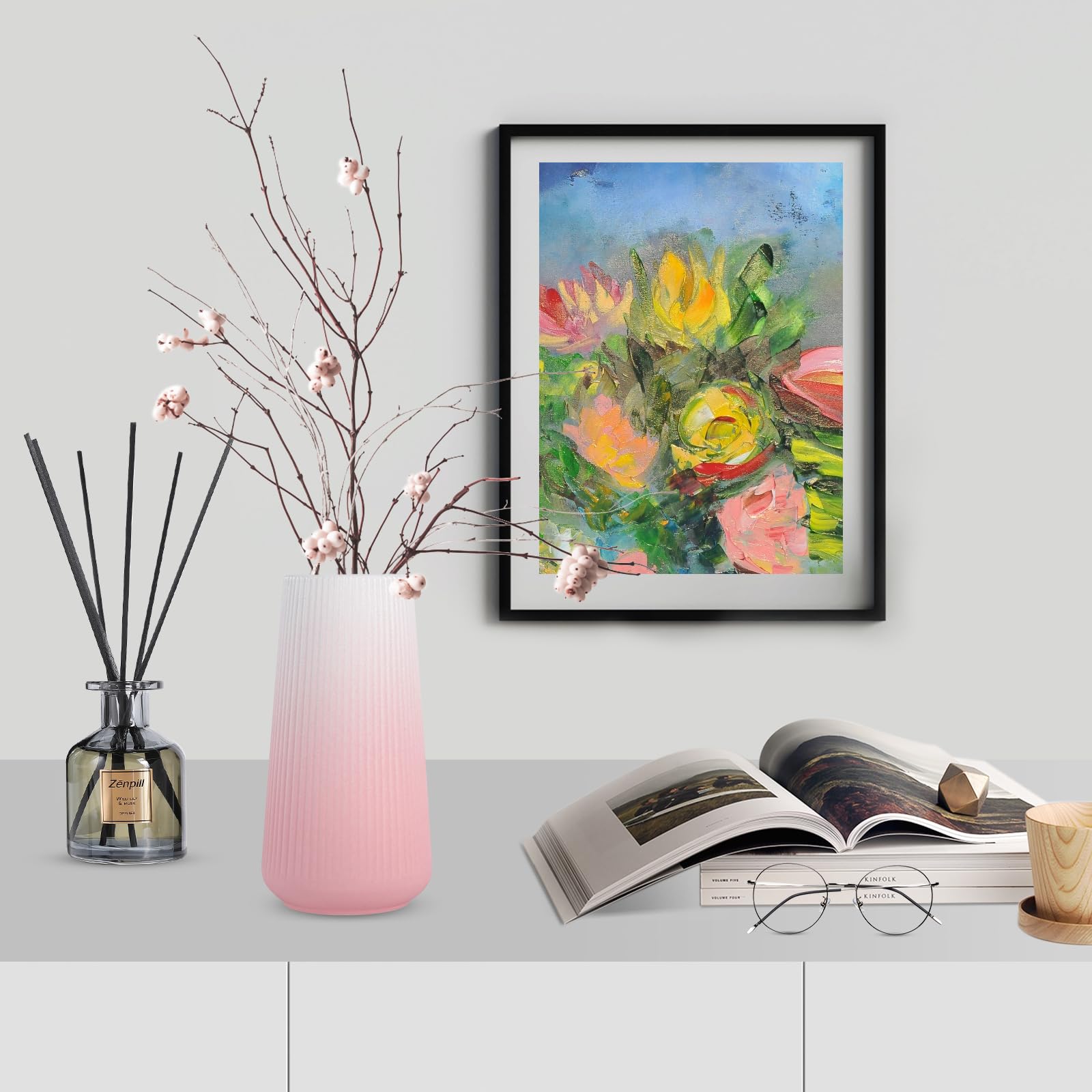 Vaas roze, decoratieve vazen van keramiek, bloemenvaas, modern, voor tafeldecoratie binnen, 25 cm, roze Vaas roze, decoratieve vazen van keramiek, bloemenvaas, modern, voor tafeldecoratie binnen, 25 cm, roze