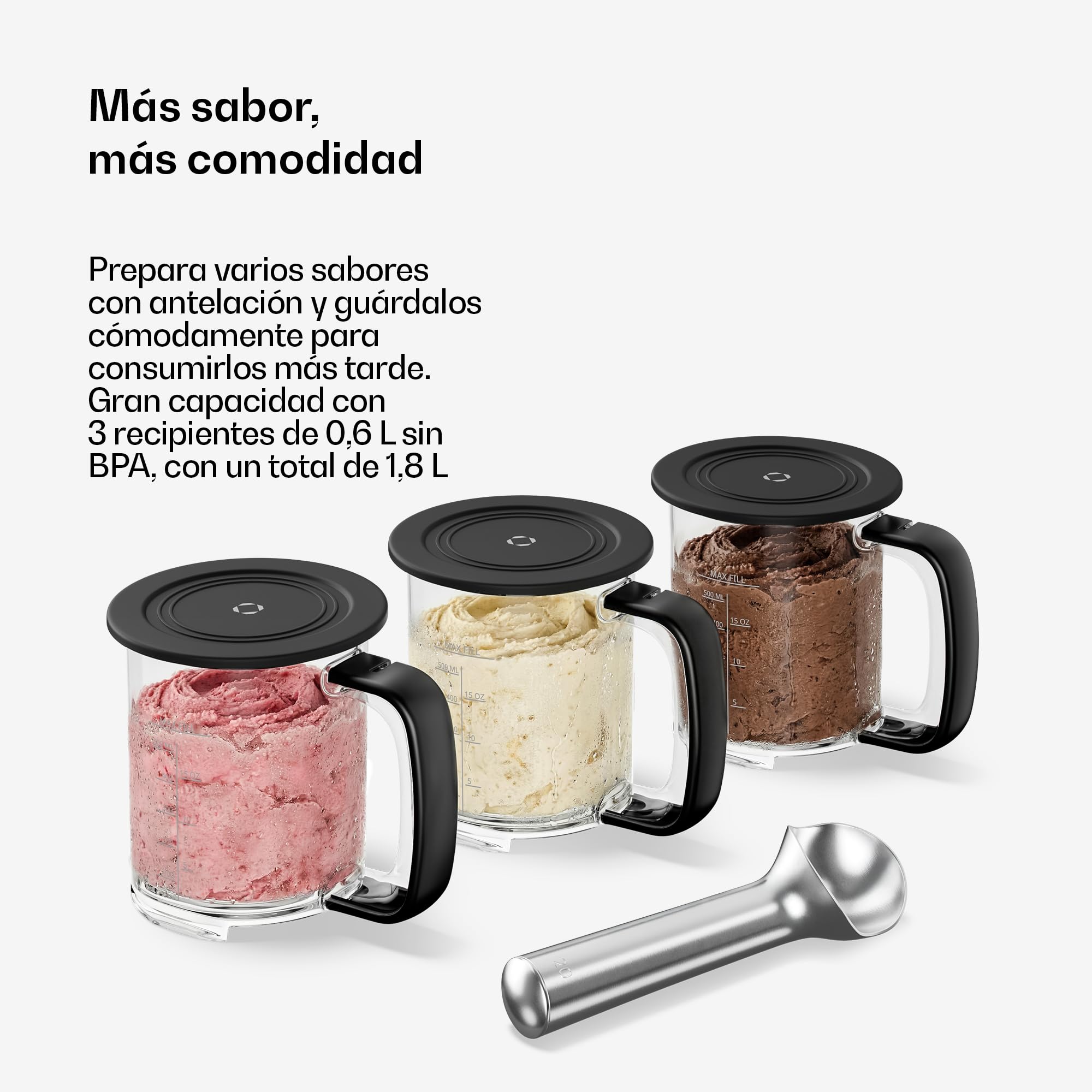 Klarstein Heladera, Velaire – Máquina de helados de 500 W, 3 recipientes de 0,6 L (1,8 L en total), 10 programas, pantalla táctil, yogur helado y sorbete