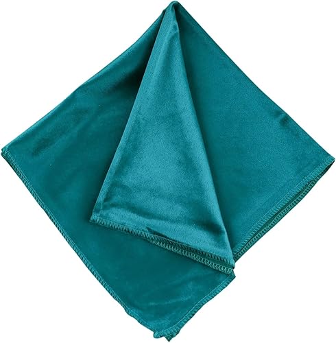 Miniatura 7 de Efavormart - Servilletas de lino de terciopelo sin costuras de 20 x 20 pulgadas, color verde azulado pavo real, 5 unidades