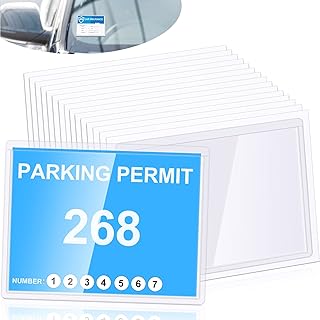 Outus 15 Pack Parking Permit Holder for Car Windshield Parking Stickers Clear Adhesive Parking Tag Pouch 4 x 3 Inch Self Adhesive Vinyl Plastic Document Protector Holds Large Parking Placard