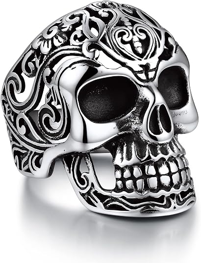 Bandmax Retro Style Stainless Steel Skull Band Ring For Men & Women