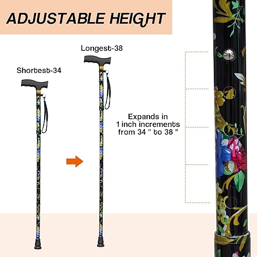 Miniatura 3 de Walking Cane LIXIANG Cane para hombremujer  Ayuda para la movilidad y la vida diaria  Bastón plegable de 5 niveles de altura ajustable  Cómodo