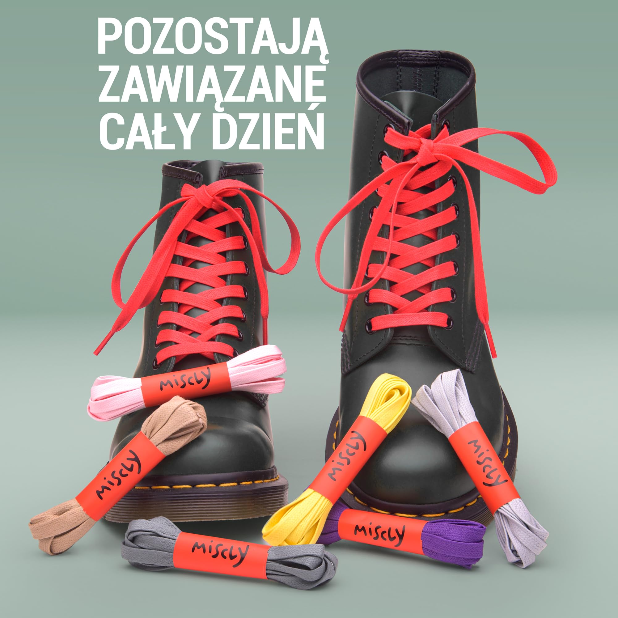 Miscly Sznurówki Płaskie Woskowane Bawełniane do Butów Wysokich, Adidasów i Obuwia - Dostępne Różne Długości i Kolory