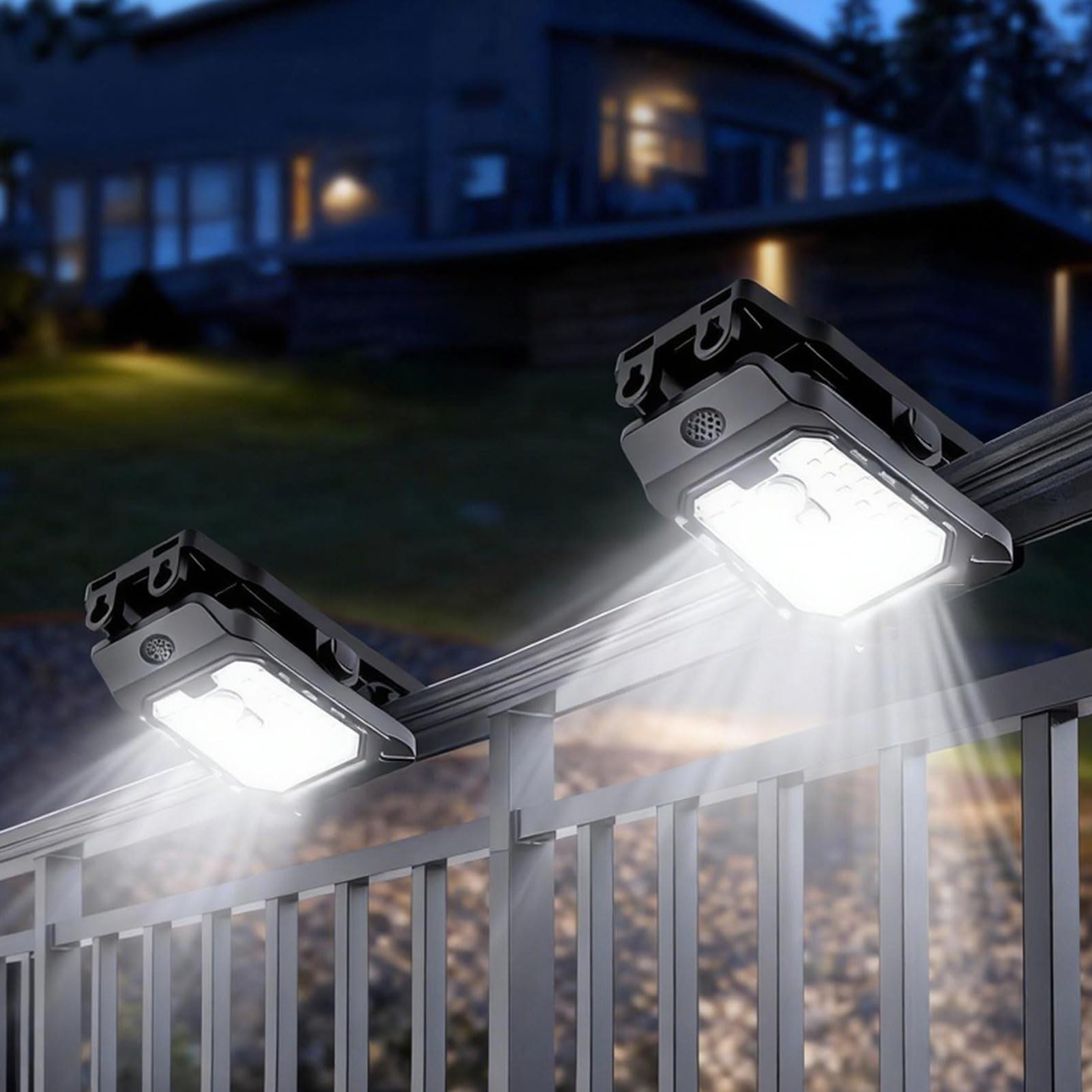Solarlampen Für Außen mit Bewegungsmelder, Solar Clip Leuchten Für Außenbereich, 3 Modi Wasserdichte Solarlicht Garten Beleuchtung Solarstrahler mit Klemme Außenleuchte Für Zaun Garten Garage (Ax4)