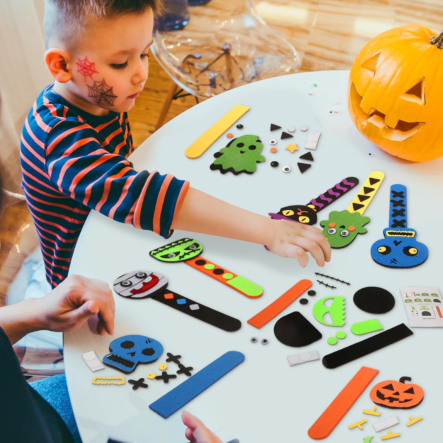 24pcs Halloween Bookmarks DIY Gifts Halloween Party Favors,Halloween Crafts for Kids Ages 4-8,Classroom Prizes Crafts Supplies,Halloween Trick or Treating Goodie,Treat Bags Gifts Fillers Bulk