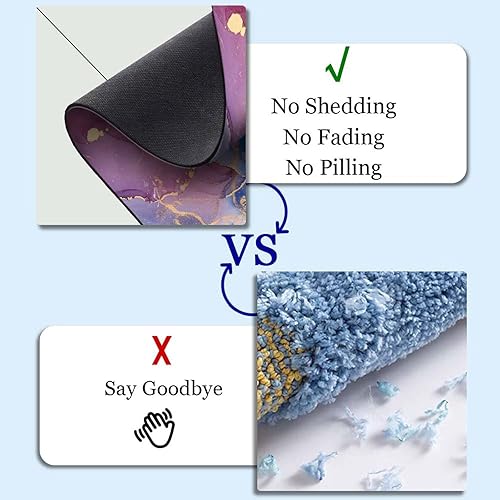 Miniatura 4 de Tapete de baño, diseño de mármol rosa y azul, de goma, antideslizante, de secado rápido, súper absorbente, delgado, para debajo de la puerta,