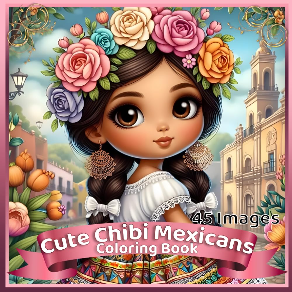 Cute Chibi Mexicans Coloring Book:: Bold and Easy Kawaii Chibi Characters