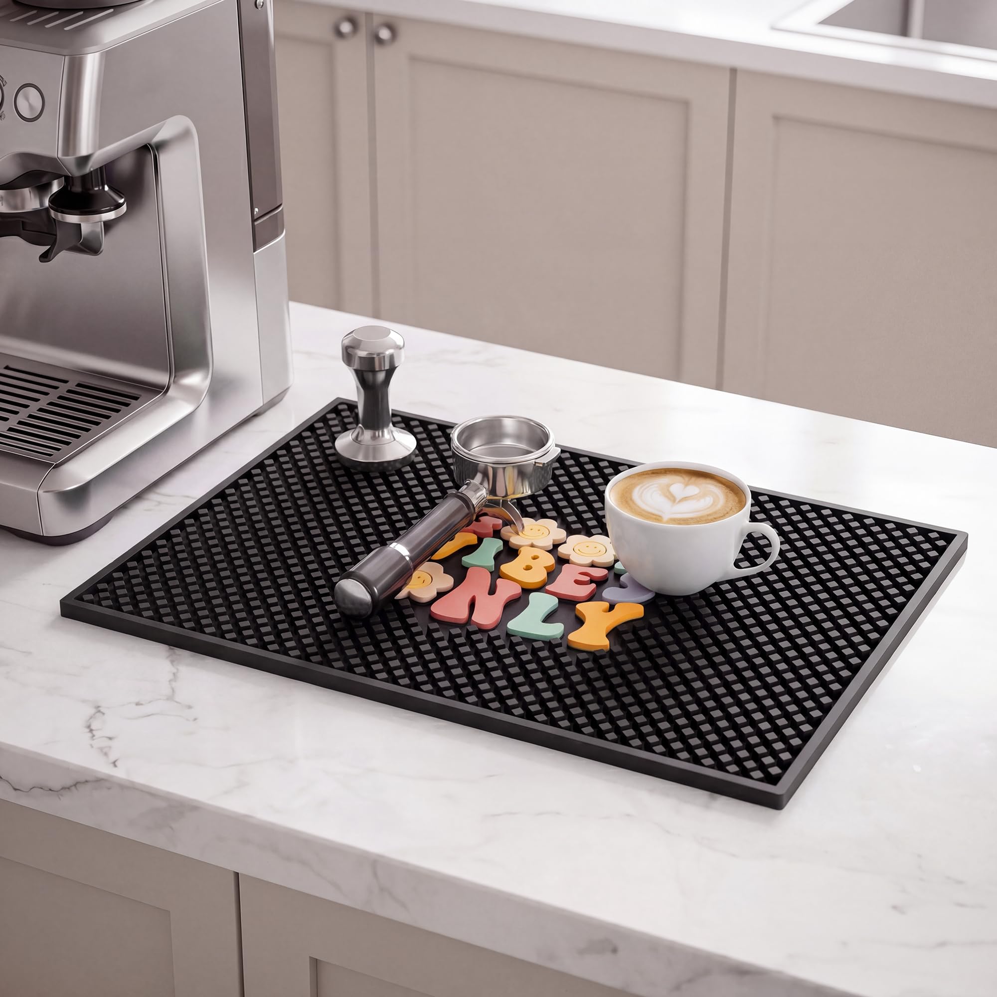 17"x13" Bar Mat Coffee Mat Utensil Mat Tool Mat for Countertop Anti Slip Cleaning and Drying (Good Vibes) — Amazon image 6