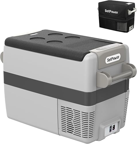 Setpower Refrigerador portátil AJ40 con tapa, enfriador eléctrico de 42 cuartos de galón, refrigerador de automóvil, cable de CC de 1224 V y 110240