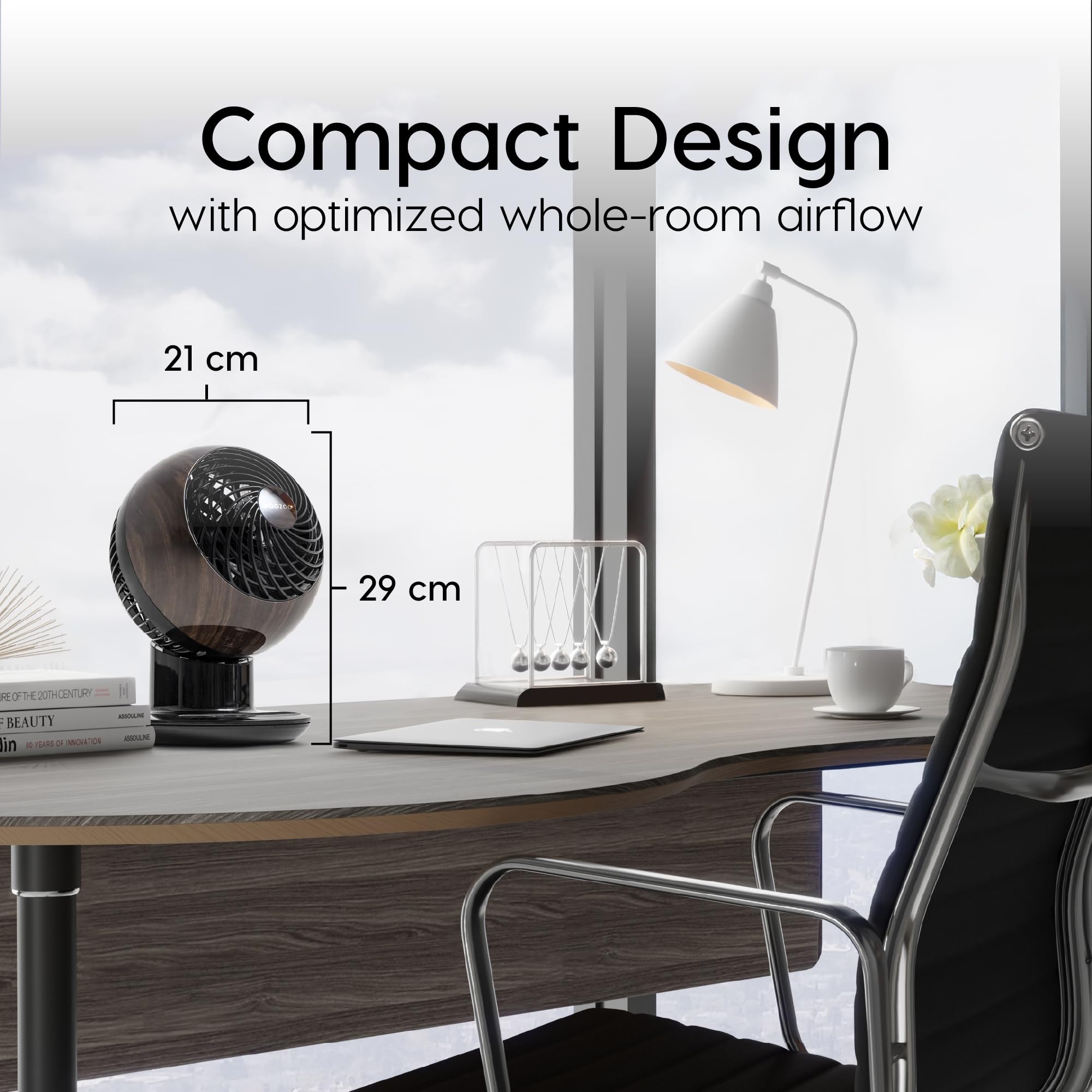 Iris Ohyama Woozoo, 13m², Ventilador de mesa, Negro, 3 velocidades, Oscilación, Silencioso, Potente,Escritorio, Portátil, Sobremesa, Table Fan, Ventoinha para el dormitorio, a oficina, Frio, PCF-M15
