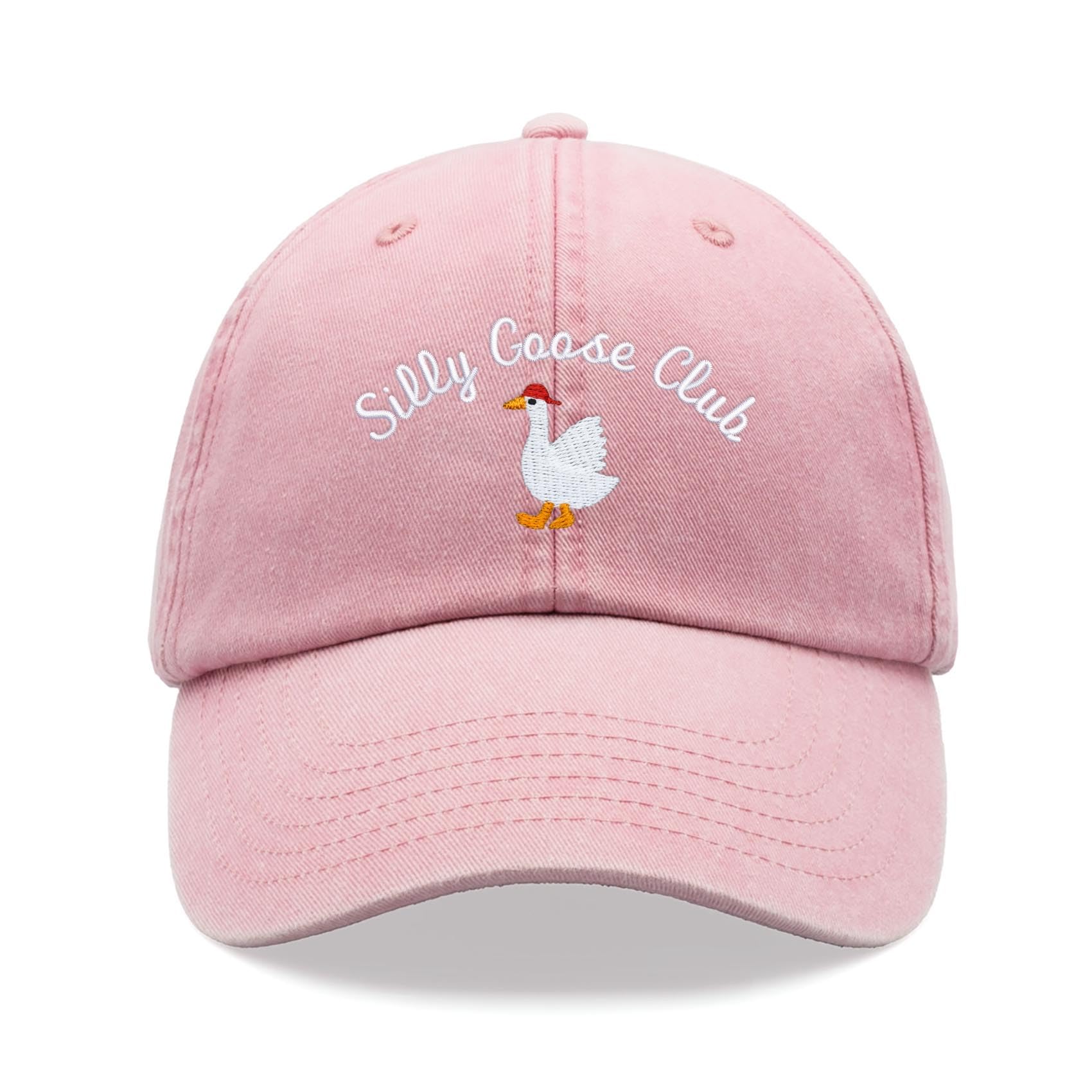 Silly Goose Club Baseball Cap Vintage Washed Unisex Dad Hat Adjustable Pink