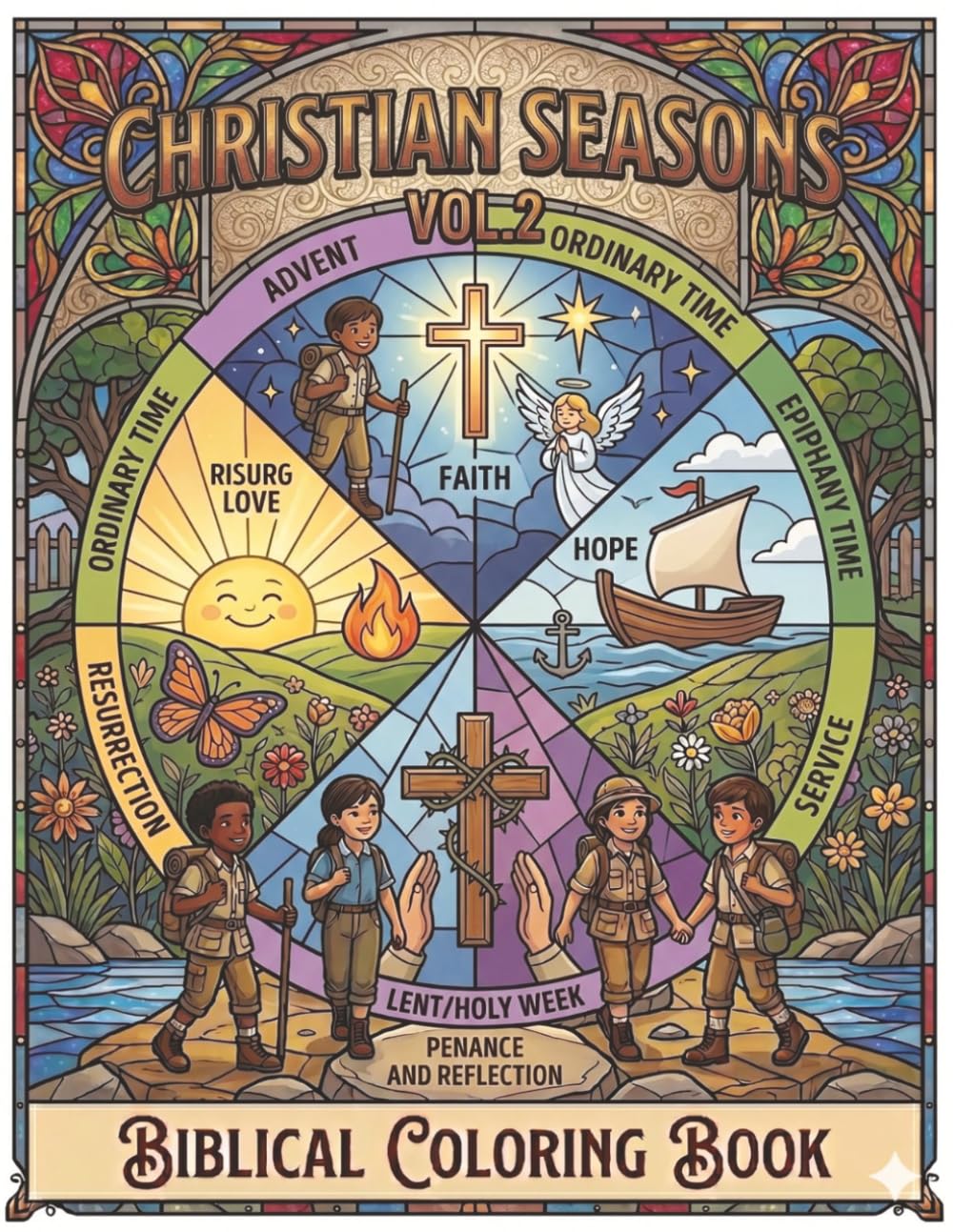 Bible Coloring Christian Seasons Vol.2, Bible Stories, Coloring Book, Biblical Coloring Book, Bible illustrations: A Faith-Filled Coloring Journey Through Seasons of Advent, Lent, Easter & Christmas