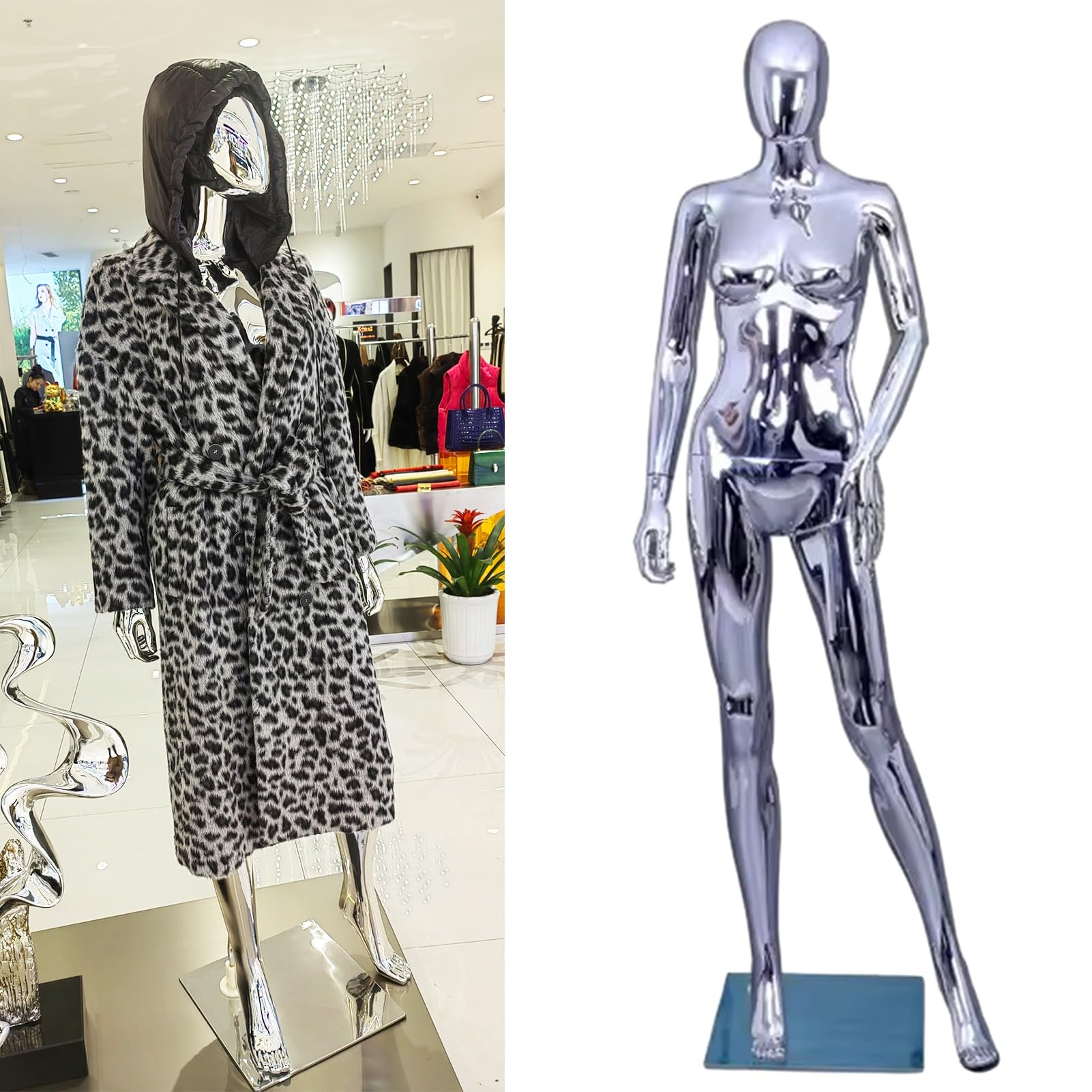 Manekin, srebrny szew biust 70" i 72" dla kobiet i mężczyzn, idealny do ekspozycji sklepów krawieckich, cosplay manekin z 5 pozycjami (pozycja kobieta)