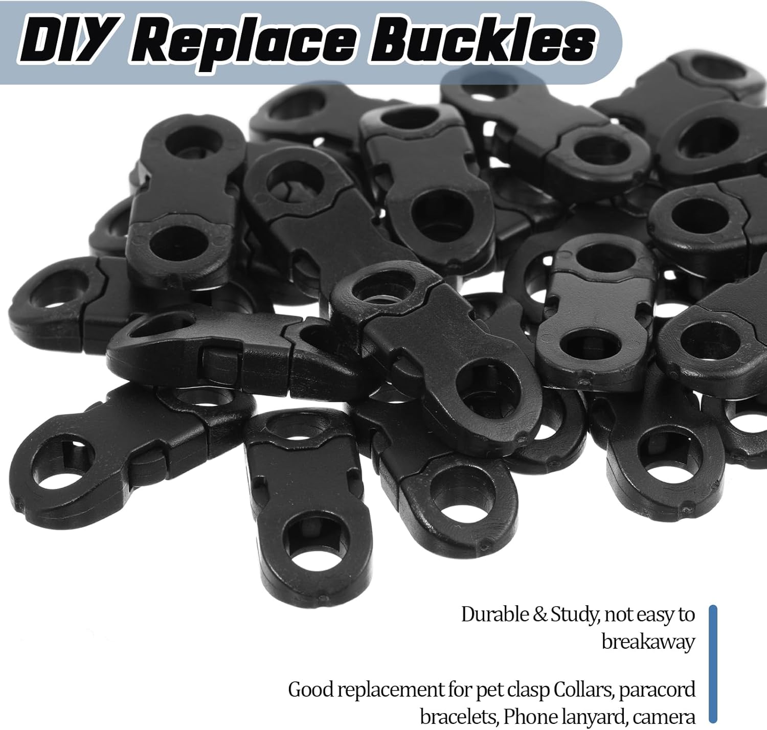 25 Pcs Mini Safety Breakaway Buckles,6mm Side Release Plastic Buckle Paracord Bracelet Buckles Plastic Buckle Clips for Paracord Bracelet Anklet Braided Necklace Cameras Strap Rings DIY Crafts - Image 4