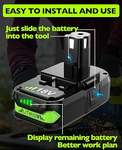 Miniatura 4 de Batería de repuesto para Ryobi 18V P107 para 18V ONE+ 3.8Ah P103 P104 P105 P107 P109 P190 P191 P122 para Ryobi 18v batería de litio 2 unidades