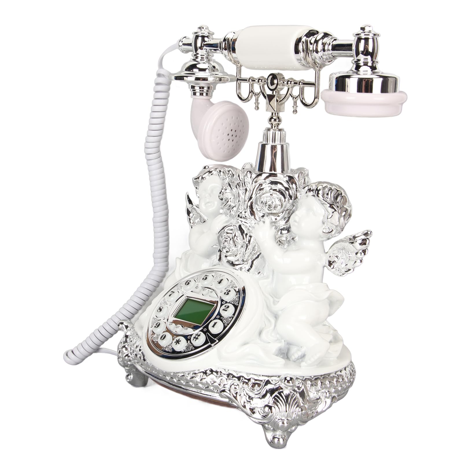 Generic Telefono Vintage Antico Facile da Usare per Casa e Ufficio, Materiale in Resina Elettrolitica (MS‑8334C, argento)