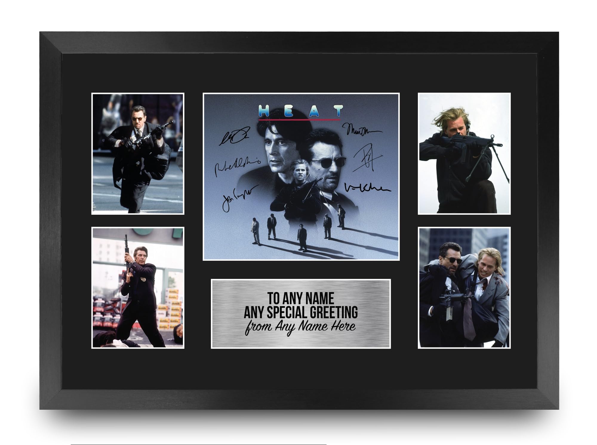 HWC Trading Heat Personalised Gift - Signed Autograph Picture, Framed A3 Film Photo Display with Custom Name Message for Birthday Christmas Wedding