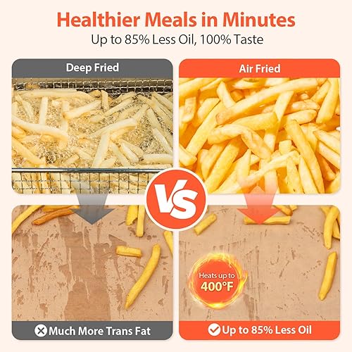 Miniatura 5 de Beelicious - Freidora de aire grande de 5.8 cuartos de galón, freidora digital 12 en 1 con ventana transparente, más de 40 recetas, tecnología de