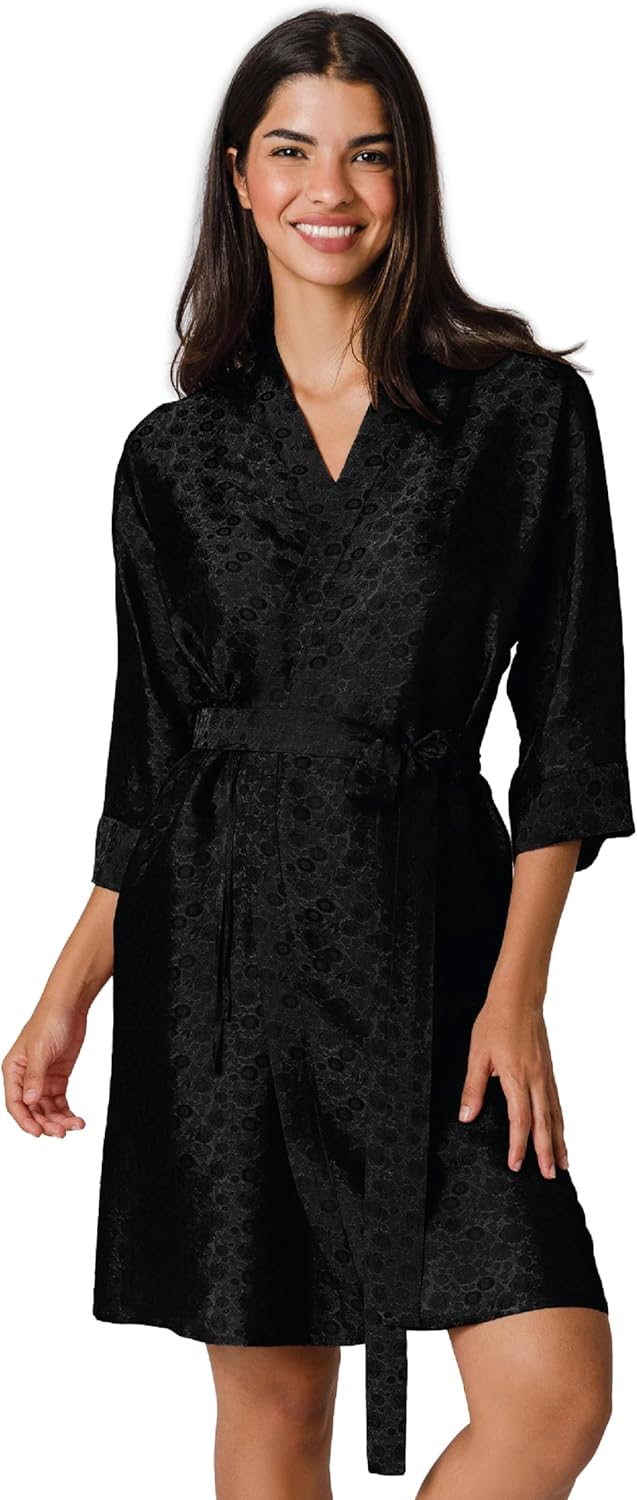 Tara Sartoria Luxury Artisan Silk Robe for Women, Washable, Knee Length, Jacquard, XS–4XL, Oprah Daily 2025