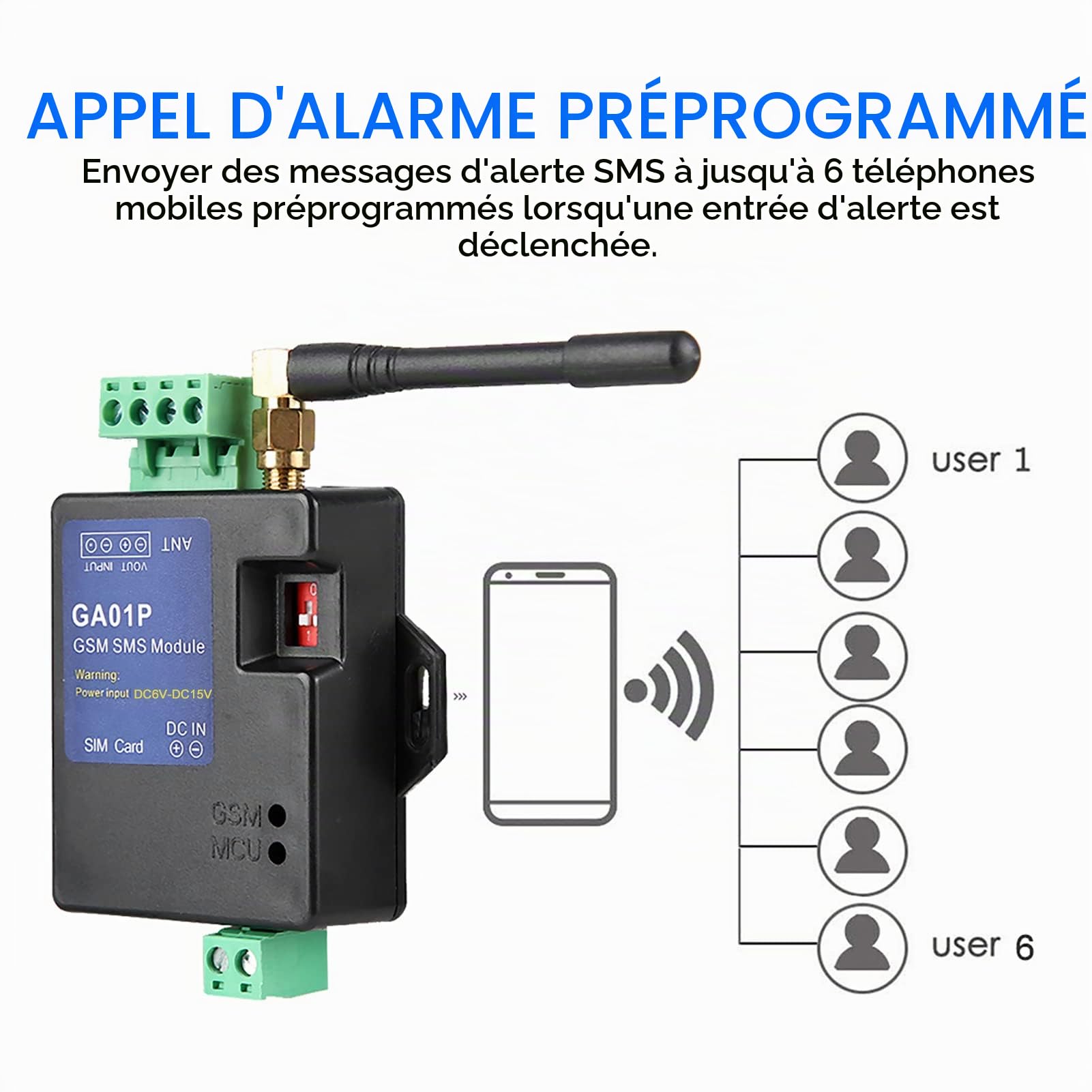 Mini Alarme Intelligente GSM,Alerte De Panne De Courant à Distance Alarme D'appel SMS Alarme De Sécurité Et De Sécurité avec Alerte SMS, Alarme De Perte De Puissance Intelligente